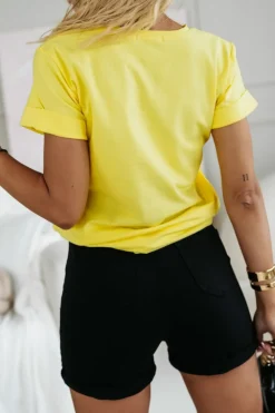 CandyTM T-SHIRT Z NAPISEM PROSECCO ŻÓŁTY