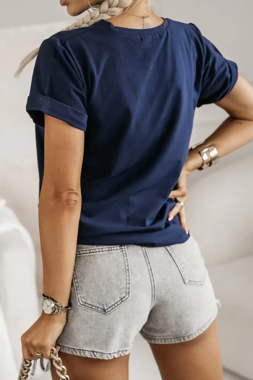 CandyTM T-SHIRT Z NAPISEM PROSECCO GRANATOWY