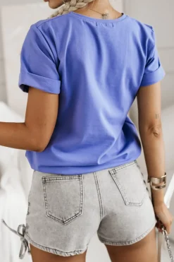 CandyTM T-SHIRT Z NAPISEM PROSECCO LAWENDOWY