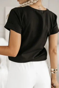 CandyTM T-SHIRT Z NAPISEM PROSECCO CZARNY