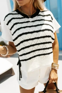 CandyTM T-SHIRT Z NARZUTKĄ/SWETERKIEM FLORENCE ECRU-CZARNY