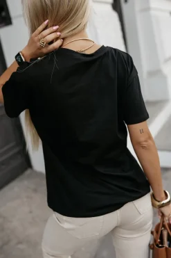 CandyTM T-SHIRT Z NASZYWKĄ TEDDY CZARNY