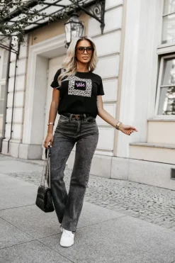 CandyTM T-SHIRT Z PANTERKOWYM NADRUKIEM VIBE CZARNY