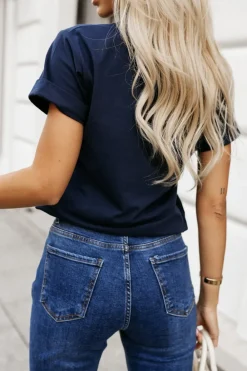 CandyTM T-SHIRT Z PANTERKOWYM NADRUKIEM VIBE GRANATOWY