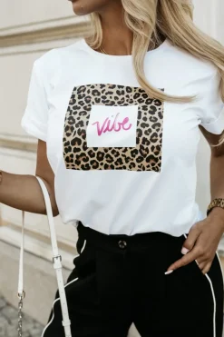 CandyTM T-SHIRT Z PANTERKOWYM NADRUKIEM VIBE BIAŁY