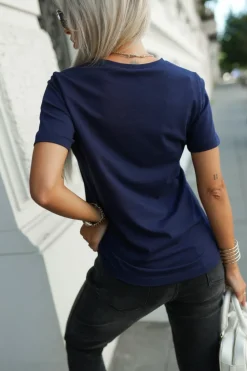 CandyTM T-SHIRT ZE ZŁOTYM NAPISEM EVERYTHING IS A CHOICE GRANATOWY