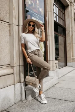 CandyTM WISKOZOWY SWETEREK Z KRÓTKIM RĘKAWEM BEŻOWY