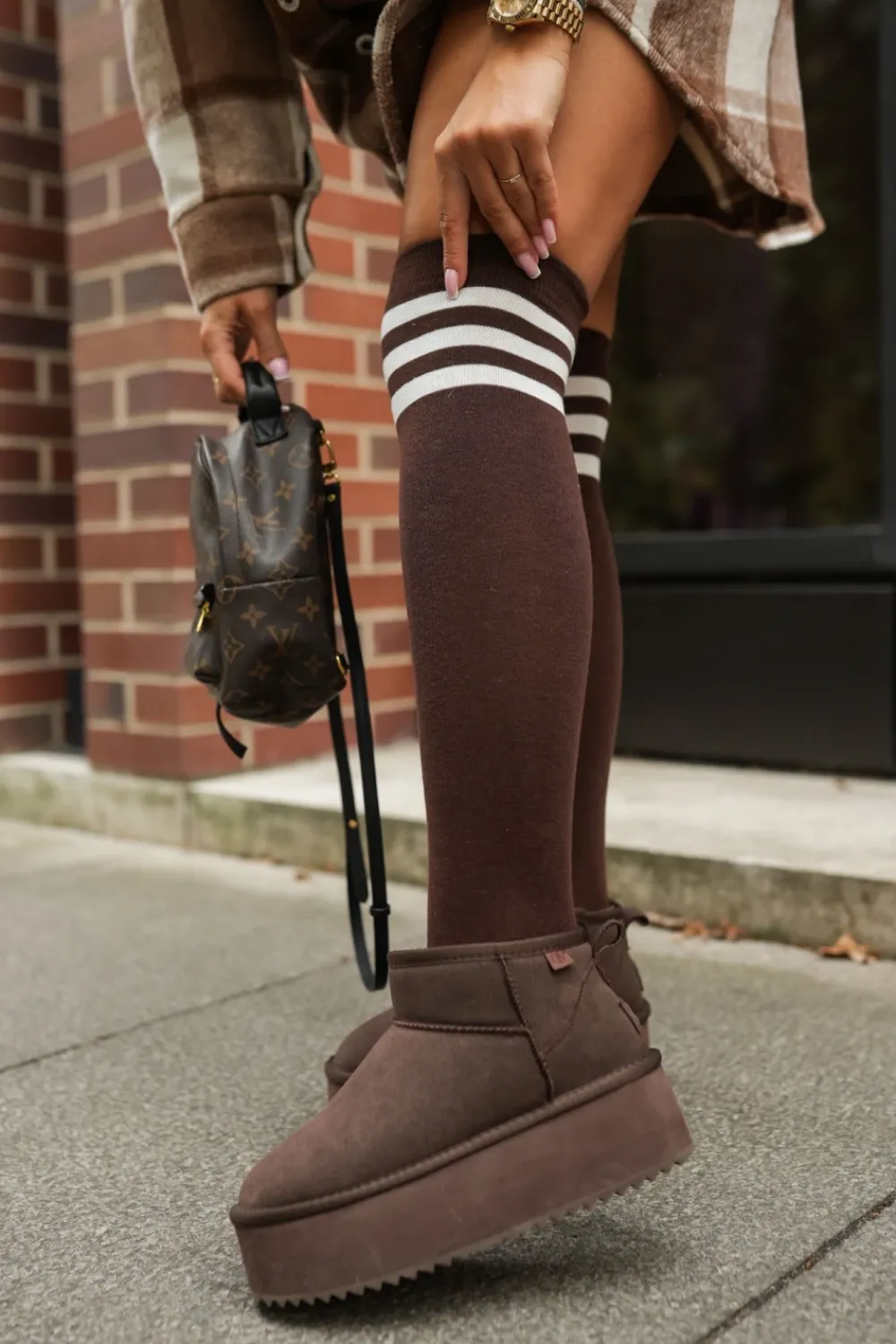 CandyTM ZAKOLANÓWKI BAWEŁNIANE Z OZDOBNYMI PASKAMI CZEKOLADOWE