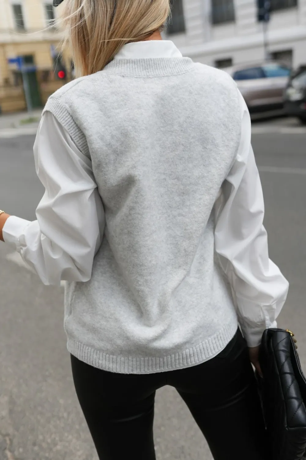 CandyTM ZESTAW 2W1 KOSZULA I PULOWER SZARO-BIAŁY